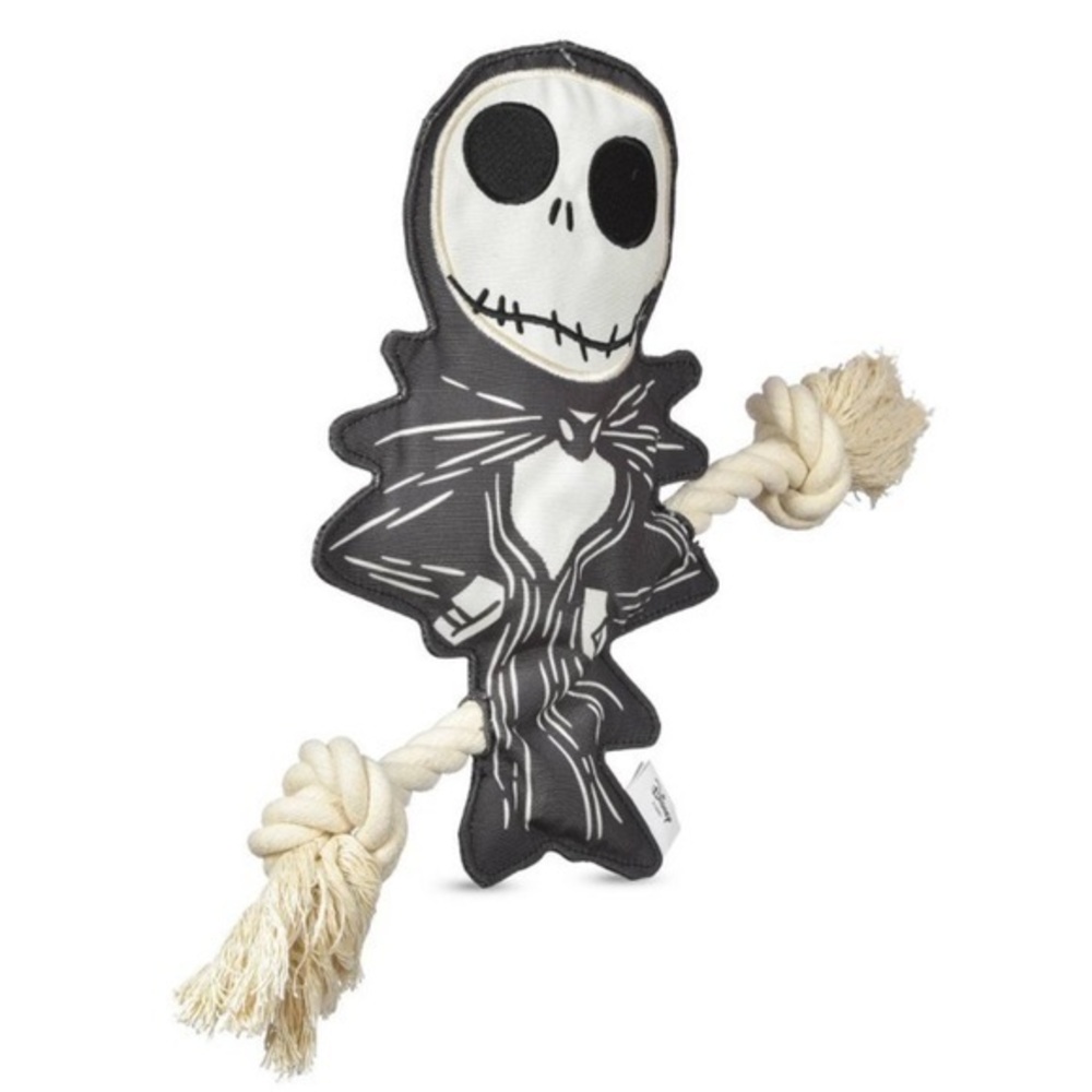 Disney Nightmare Before Christmas Jack Skellington Flattie Squeaker Toy w/ Rope